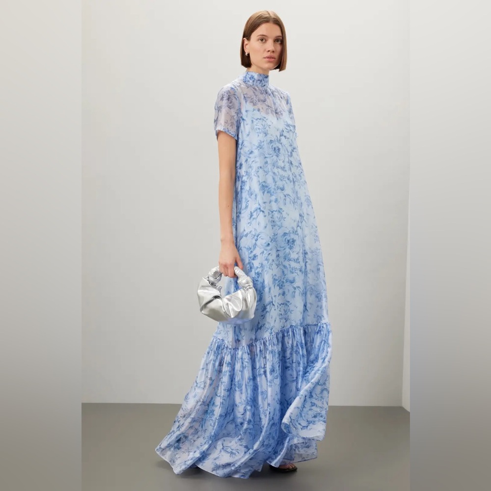 STAUD Calluna LR Light Blue Patterned Maxi Dress